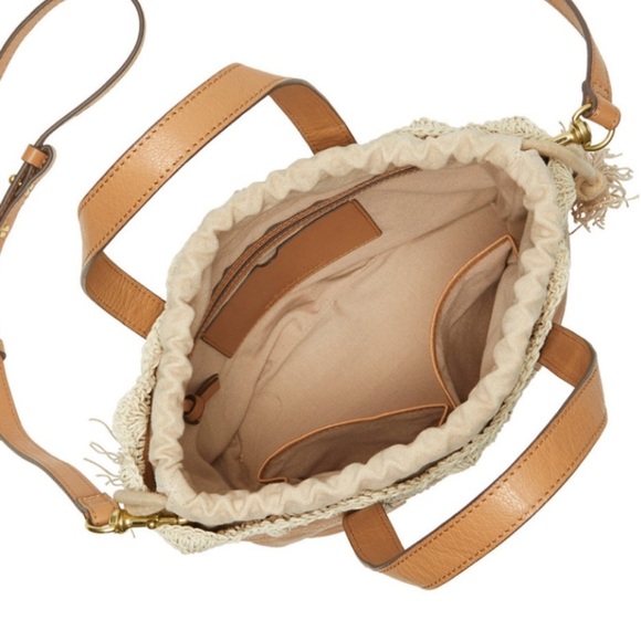 LUCKY BRAND Letoni Leather 2/1 Satchel with Macrame Crochet Trim Boho Chic NWT - Picture 8 of 12